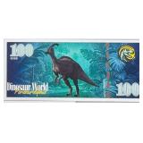 Silver Foil 2025 Dinosaur World $100 Banknote