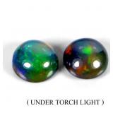 Pair 2pcs Round Natural AAA Floral Flash Play Of C