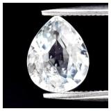 1.28ct 8x6.5mm Pear Natural Very Light Blue Aquama