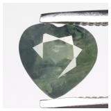 0.74ct 5.8x5.7mm Heart Natural Bluish Green Sapphi