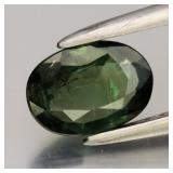 0.77ct 7x5mm Oval Natural Green Sapphire - Heated,