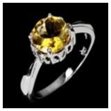925 Sterling Silver Ring Round Citrine 8mm Natural
