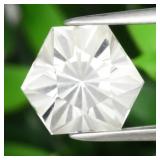 3.41ct 9x9mm VVS Hexagon Natural White Quartz - Br