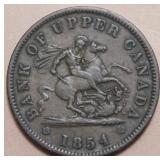 Canada PC-6C1 Upper Canada 1854 One Penny Token Br