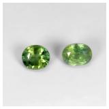 Pair 2pcs Oval Natural Heated Only Green Sapphire