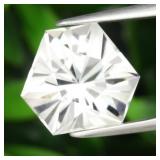 4.69ct 10.3x10.3mm VVS Hexagon Natural White Quart