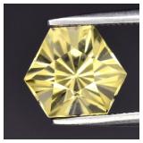 1.97ct 7.5x7.5mm VVS Hexagon Natural Light Yellow