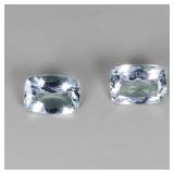 Pair 2pcs Antique Cut Natural Blue Green Aquamarin