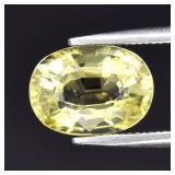 1.70ct 9x6.5mm VS Oval Natural Yellow Scapolite -