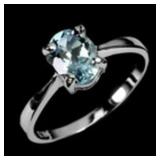 925 Sterling Silver Ring Oval Sky Blue Topaz 8x6mm