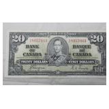 Canada $20 Banknote 1937 BC-25c Coyne Towers