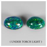 Pair 2p Oval Natural AAA Floral Flash Play Of Colo
