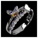 925 Sterling Silver Ring Round Tanzanite Sapphire