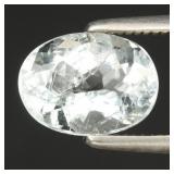1.16ct Oval Natural Very Light Greenish Blue Aquam