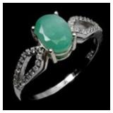 925 Sterling Silver Ring Oval Emerald 8x6mm Natura