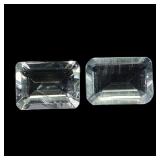 Pair 2pcs Emerald Cut Natural Blue Green Aquamarin