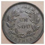 Canada LC-27A1 Montreal Bouquet Un Sou Token Br691