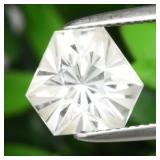 3.67ct 9.5x9.5mm VVS Hexagon Natural White Quartz