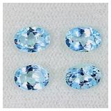 Oval Cut Natural Top Sky Blue Topaz Africa 4pcs 3.