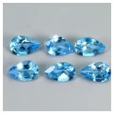 Pear Cut Natural Top Swiss Blue Topaz Africa 6pcs