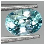 Oval Cut Natural Heated Top Seafoam Blue Zircon Ca