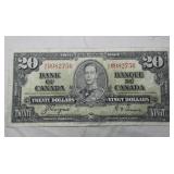 Canada $20 Banknote 1937 BC-25c Coyne Towers