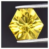 1.94ct 7.5x7.5mm VS Hexagon Natural Yellow Citrine