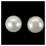 925 Sterling Silver Earrings Round Pearl 9mm Natur