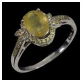 925 Sterling Silver Ring Oval Yellow Sapphire 8x6m