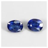 Pair 2pcs Oval Cut Natural Royal Blue Sapphire Mad