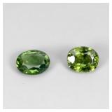 Pair 2pcs Oval Natural Heated Only Green Sapphire