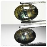 0.91ct Oval Natural Black Green 6 Ray Star Sapphir
