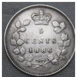 Canada 5 Cents 1886 Large 6