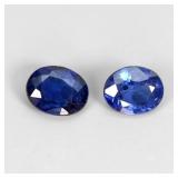 Pair 2pcs Oval Natural Top Royal Blue Sapphire Mad