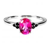 925 Sterling Silver Ring Oval Pink Topaz 8x6mm Spi