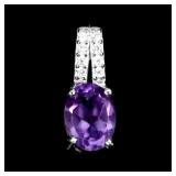 925 Sterling Silver Pendant Oval Amethyst 8x6mm Na