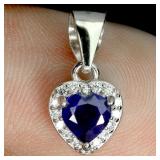 925 Sterling Silver Pendant Heart Blue Sapphire 5m