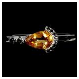 925 Sterling Silver Ring Pear Citrine 7x5mm Spinel