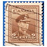 Canada 1942 WWII George VI, 2 Cents Stamp #250