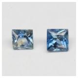 Pair 2p/0.30ct t.w Square Princess Natural Green B