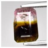 0.92ct 7.5x5.2mm Octagon Natural Bi Color Tourmali