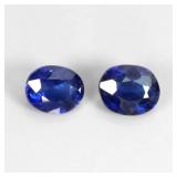 Pair 2pcs Oval Natural Top Royal Blue Sapphire Mad