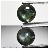 1.59ct 7mm Round Natural Green Blue 6 Ray Star Sap