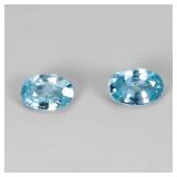 Pair 2pcs Oval Natural Heated Seafoam Blue Zircon