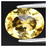 1.72ct 9.3x7.5mm VS Oval Natural Yellow Citrine -