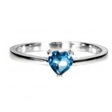 925 Sterling Silver Ring Heart London Blue Topaz 5