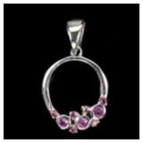925 Sterling Silver Pendant Round Rhodolite Garnet