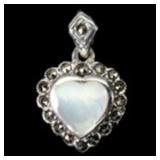 925 Sterling Silver Pendant Heart Mother Of Pearl
