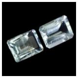 Pair 2pcs Emerald Cut Natural Blue Green Aquamarin
