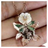 925 Sterling Silver Necklace Flower Mother Of Pear